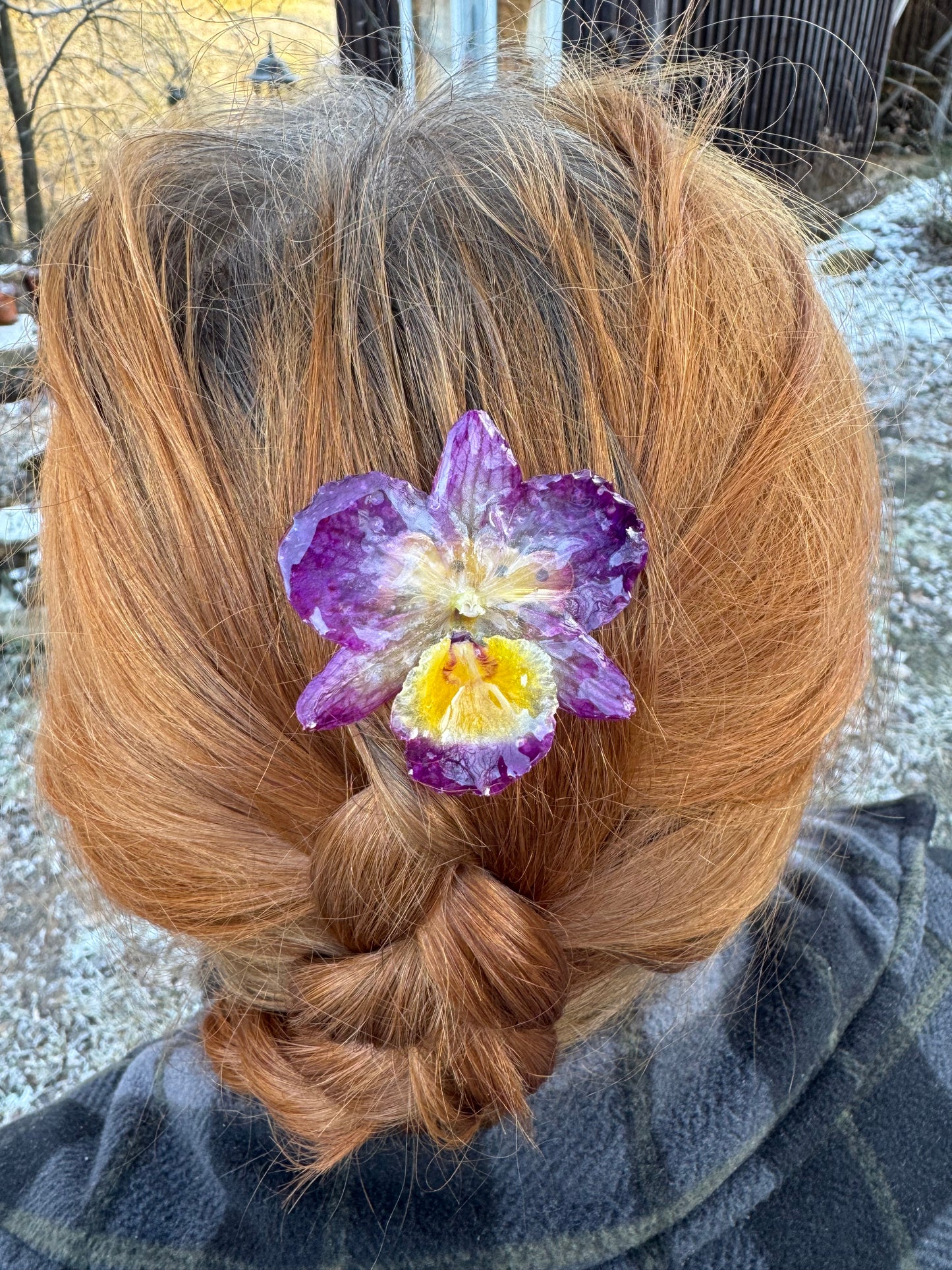 Real orchid flower hair comb