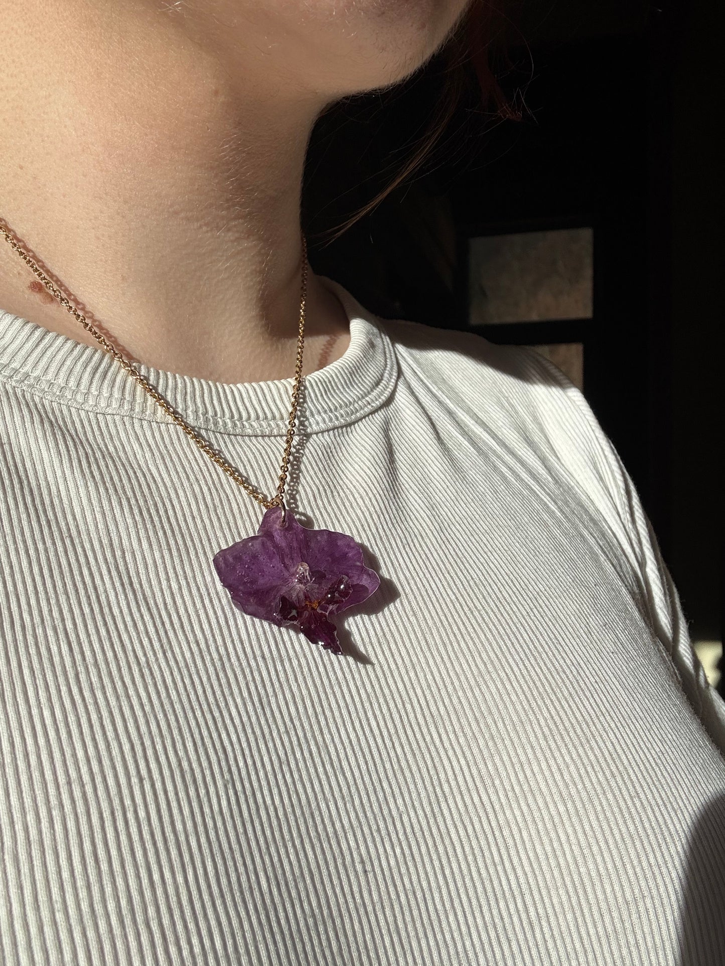 Purple orchid necklace