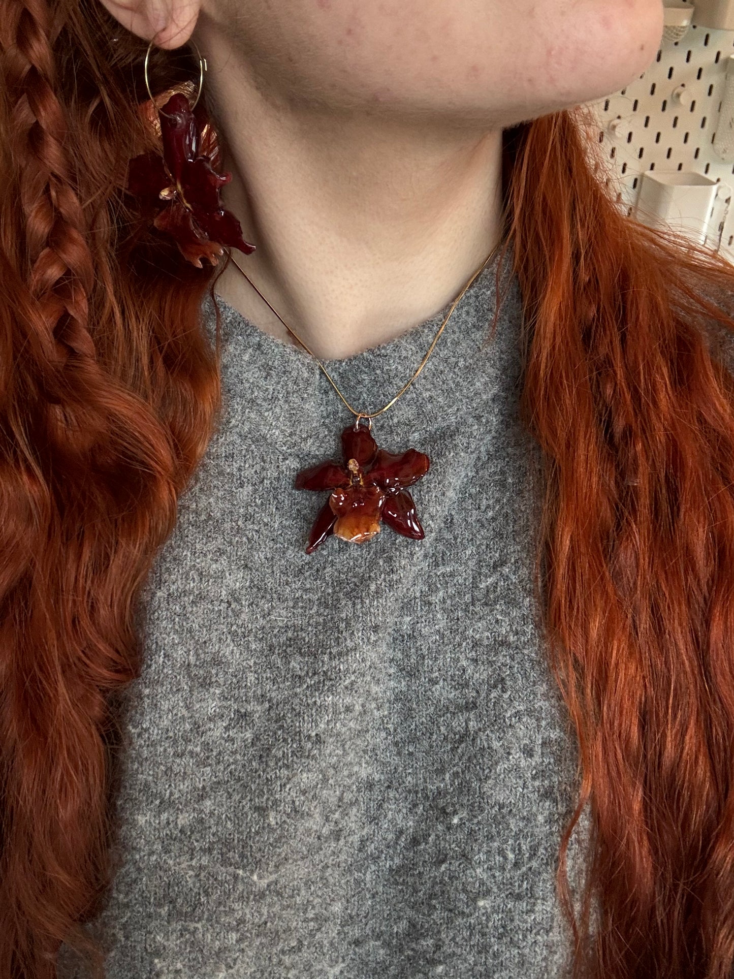 Red orchid necklace