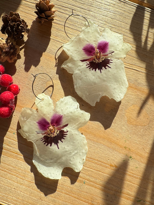 White orchid earrings