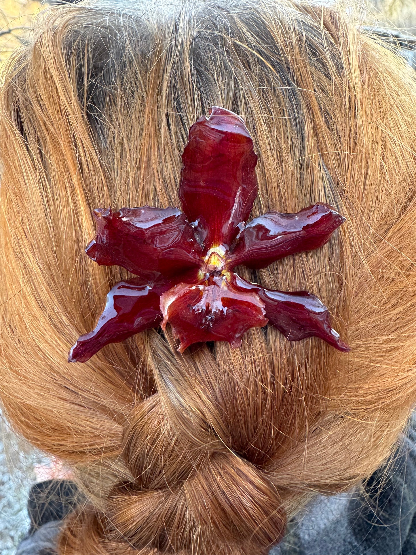 Real orchid flower hair comb