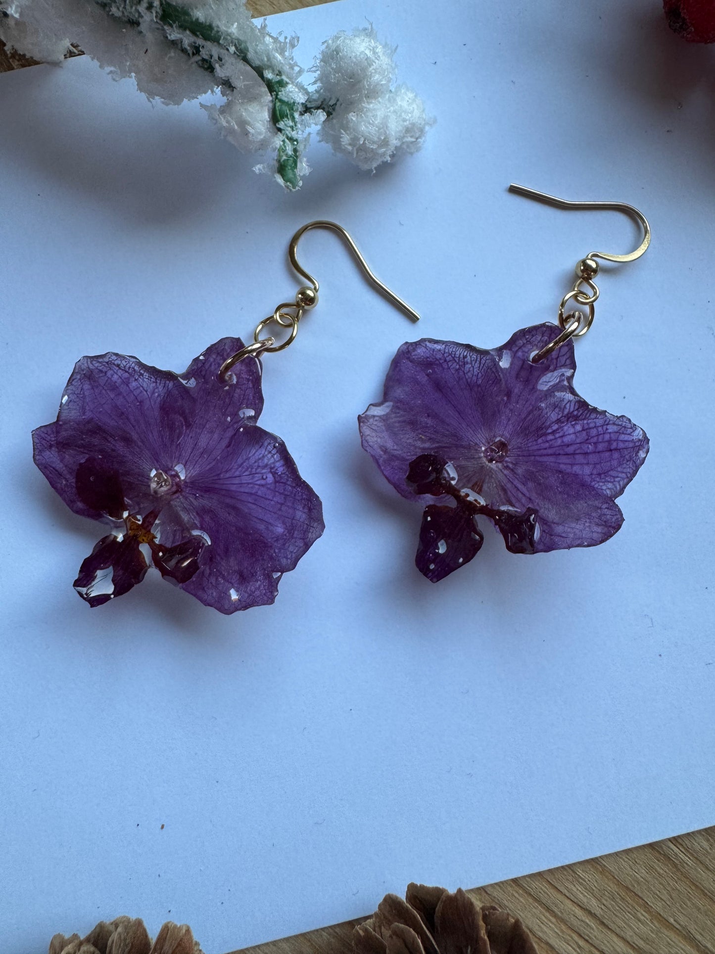 Light purple orchid earrings