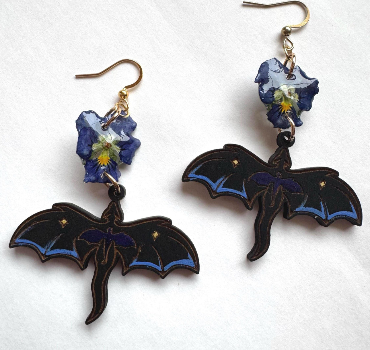 Real violet dragon earrings