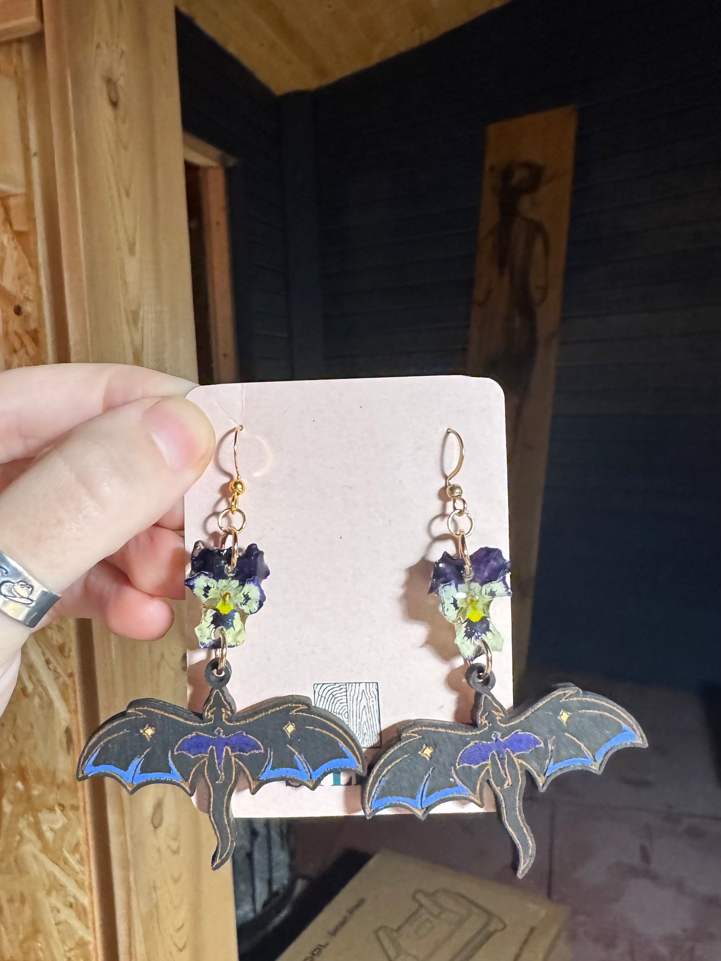 Real violet dragon earrings