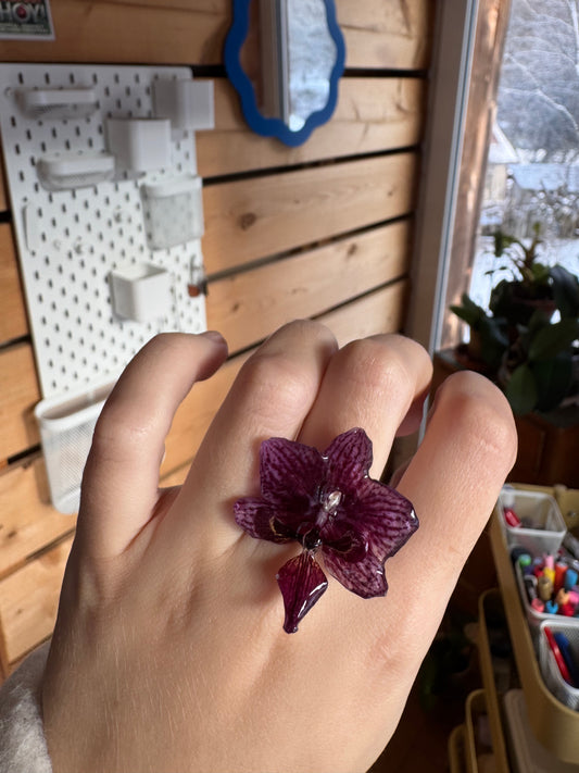 Real orchid ring Handmade rings Flower jewelry