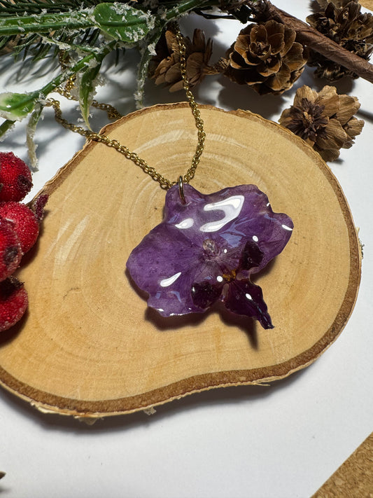 Purple orchid necklace